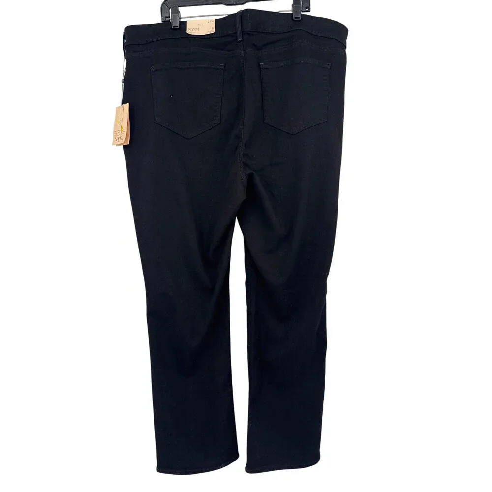 NYDJ Womens Marilyn Straight Leg Jeans Size 24W Black Denim new $99